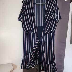 Charlotte Russe Navy Striped Dress with Pink and White Accents